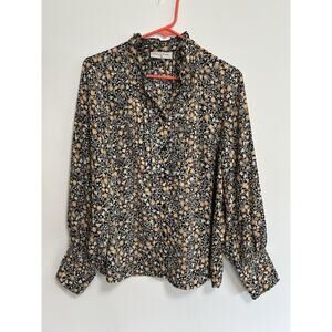 Nili Lotan for Target Liberty Floral Ruffle Long Sleeve Blouse Shirt Size Medium
